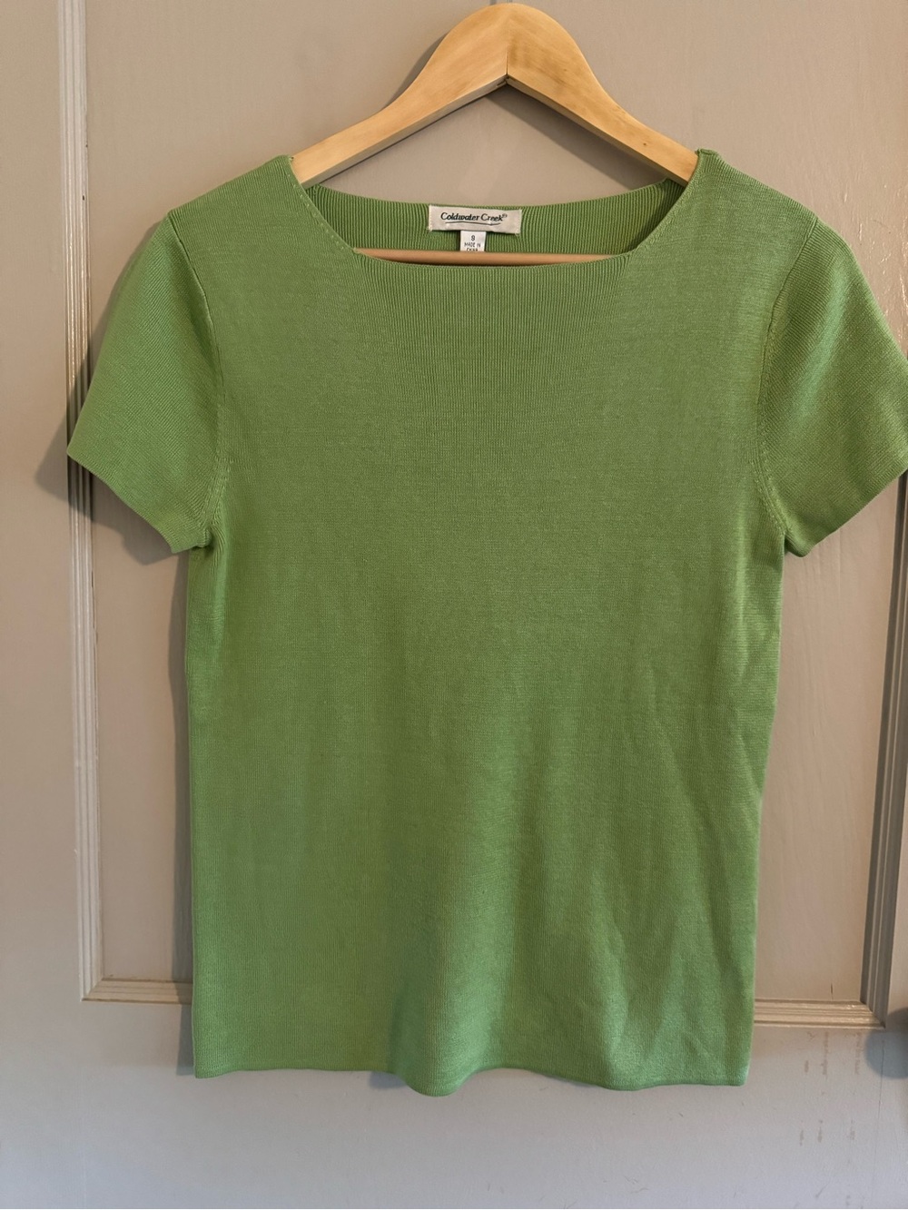 Coldwater Creek Short Sleeve squareneck Knit Top - chartreuse